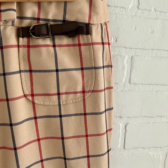 Vintage Y2K Women’s Trouser Pants Beige/tan/navy plaid Flare High rise size 8 - Picture 11 of 11